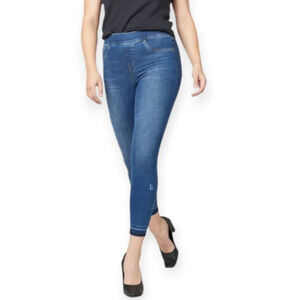 Spanx High Rise Distressed Ankle Skinny Jeans in  Medium Wash Medium